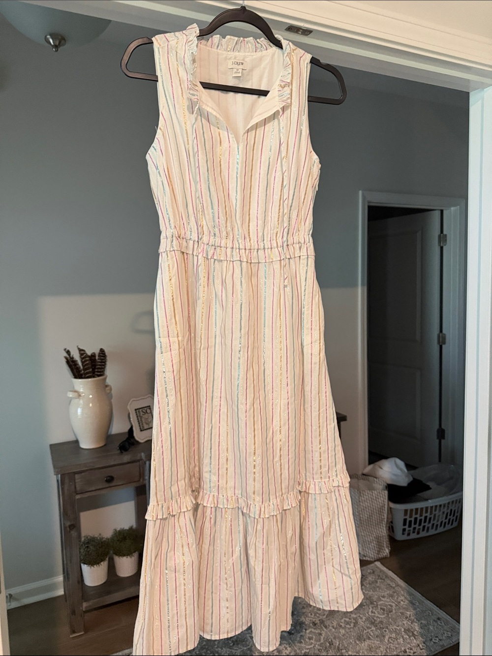 Sleeveless Pastel Stripe Maxi Dress